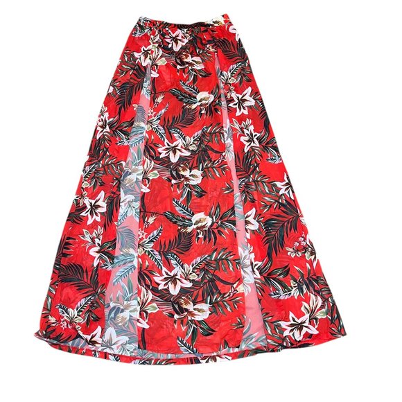 Forever 21 Red Black White Floral Built in Swim Bottom Coverup Size: Large-Tall - Picture 1 of 7